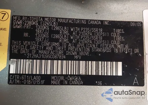 2006 Lexus Rx 330 z USA, uszkodzony, nr VIN 2T2HA31U96C087894